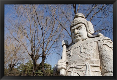 Framed Carved warrior statues, Changling Sacred Was, Beijing, China Print