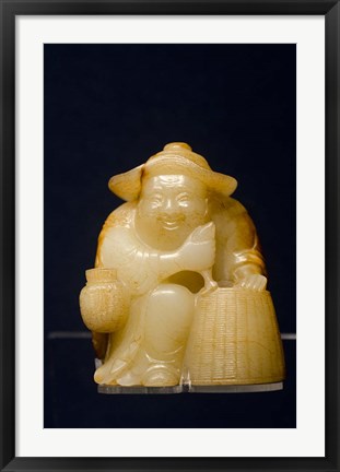 Framed China, Shanghai, Shanghai Museum. Carved jade fisherman. Print