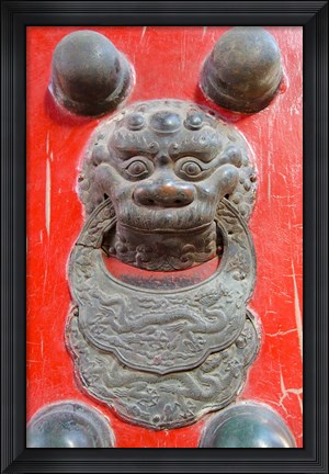 Framed Door knocker, Hall of Consolation, Forbidden City, Beijing, China Print