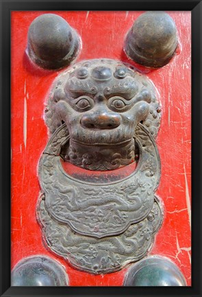 Framed Door knocker, Hall of Consolation, Forbidden City, Beijing, China Print