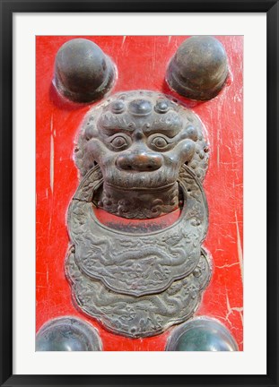 Framed Door knocker, Hall of Consolation, Forbidden City, Beijing, China Print