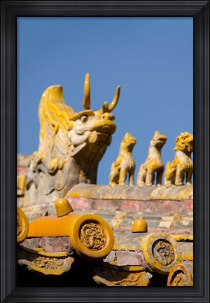 Framed Dragon roof, Hall of Consolation, Forbidden City, Beijing, China Print