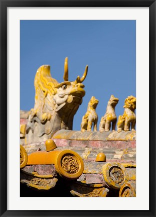 Framed Dragon roof, Hall of Consolation, Forbidden City, Beijing, China Print
