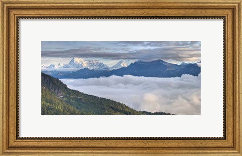 Framed Asia, Bhutan, Mt Jumolhari, Chelela Pass Print