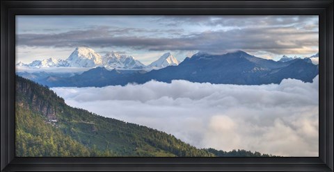 Framed Asia, Bhutan, Mt Jumolhari, Chelela Pass Print