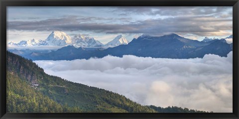 Framed Asia, Bhutan, Mt Jumolhari, Chelela Pass Print