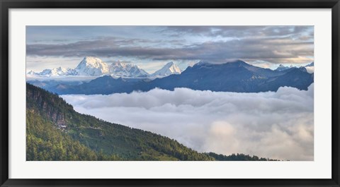 Framed Asia, Bhutan, Mt Jumolhari, Chelela Pass Print