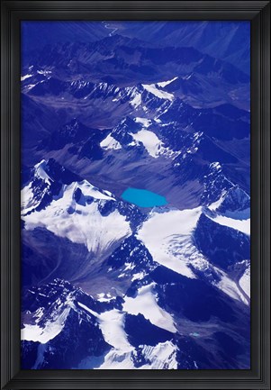Framed Aerial View of Snow-Capped Peaks on the Tibetan Plateau, Himalayas, Tibet, China Print