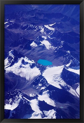 Framed Aerial View of Snow-Capped Peaks on the Tibetan Plateau, Himalayas, Tibet, China Print