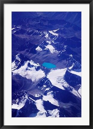 Framed Aerial View of Snow-Capped Peaks on the Tibetan Plateau, Himalayas, Tibet, China Print