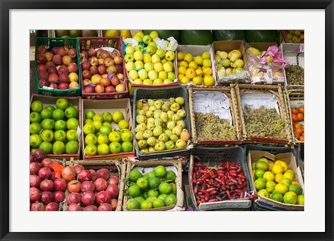 Framed Fruit for sale in the Market Place, Luxor, Egypt Print