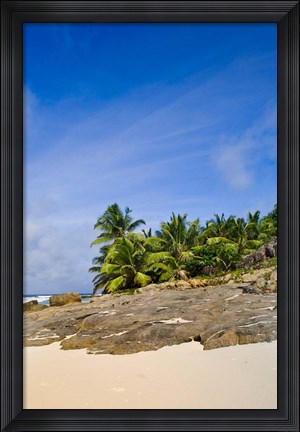 Framed Anse Bambous Beach on Fregate Island, Seychelles Print