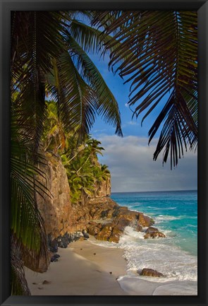 Framed Anse Beach on Fregate Island, Seychelles, Africa Print