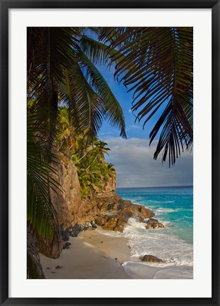 Framed Anse Beach on Fregate Island, Seychelles, Africa Print