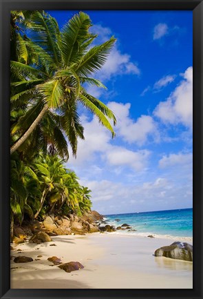 Framed Anse Victorin Beach, Fregate Island, Seychelles Print