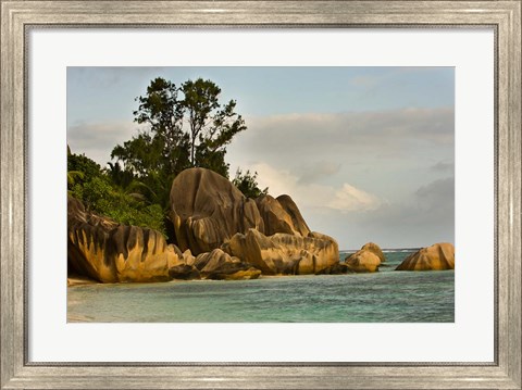 Framed Anse-Source D&#39;Argent coastline, Seychelles, Africa Print