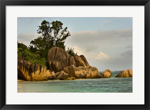 Framed Anse-Source D&#39;Argent coastline, Seychelles, Africa Print