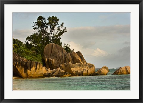 Framed Anse-Source D&#39;Argent coastline, Seychelles, Africa Print