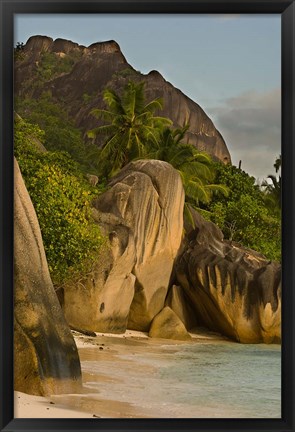 Framed Anse-Source D&#39;Argent Beach, Seychelles, Africa Print