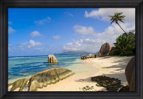 Framed Rock formations, La Digue Island, Seychelles Print