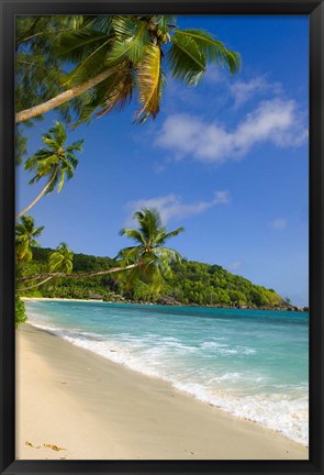 Framed Beach at Chez Batista&#39;s Restaurant, Seychelles Print