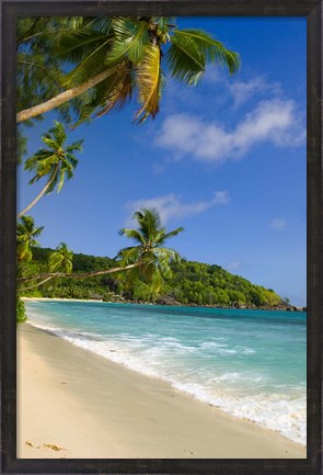 Framed Beach at Chez Batista&#39;s Restaurant, Seychelles Print