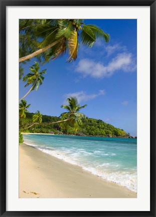 Framed Beach at Chez Batista&#39;s Restaurant, Seychelles Print