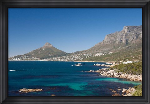 Framed Camps Bay and Clifton area, view of the backside of Lion&#39;s Head, Cape Town, South Africa Print