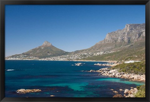 Framed Camps Bay and Clifton area, view of the backside of Lion&#39;s Head, Cape Town, South Africa Print