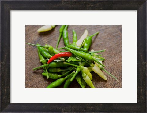 Framed Chile peppers, Market on Mahe Island, Seychelles Print