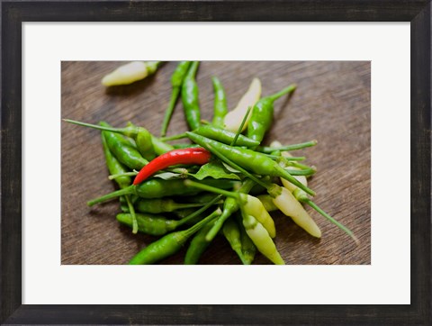 Framed Chile peppers, Market on Mahe Island, Seychelles Print