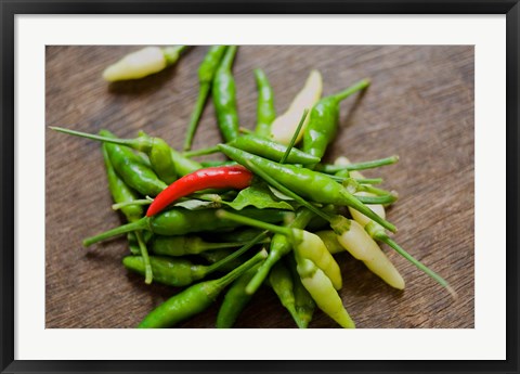 Framed Chile peppers, Market on Mahe Island, Seychelles Print