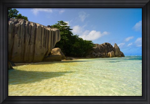 Framed Cliffs of Anse-Source D&#39;Argent, Seychelles, Africa Print