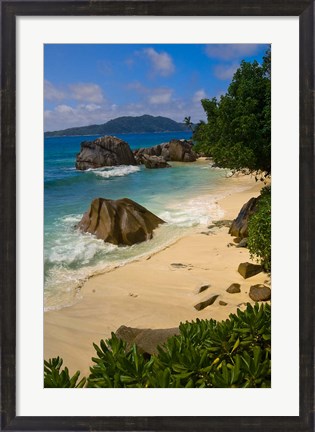 Framed Coastal View of La Digue Island, Seychelles Print