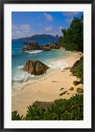 Framed Coastal View of La Digue Island, Seychelles Print