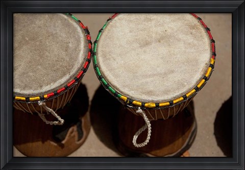 Framed Gambia, Banju, Wooden drums, musical instrument Print