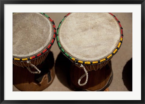 Framed Gambia, Banju, Wooden drums, musical instrument Print