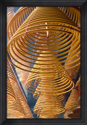 Framed Hanging coils of burning incense, Man Mo Temple, Tai Po, New Territories, Hong Kong, China Print