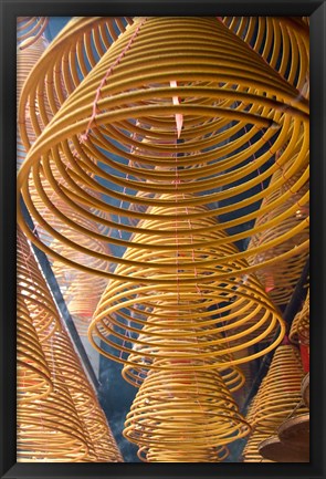 Framed Hanging coils of burning incense, Man Mo Temple, Tai Po, New Territories, Hong Kong, China Print