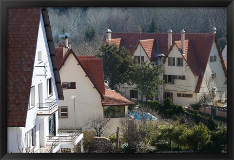 Framed Alpine Buildings, Alpine Resort, Ifrane, Middle Atlas, Morocco Print