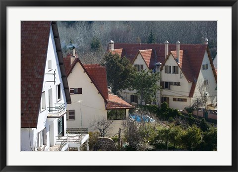 Framed Alpine Buildings, Alpine Resort, Ifrane, Middle Atlas, Morocco Print