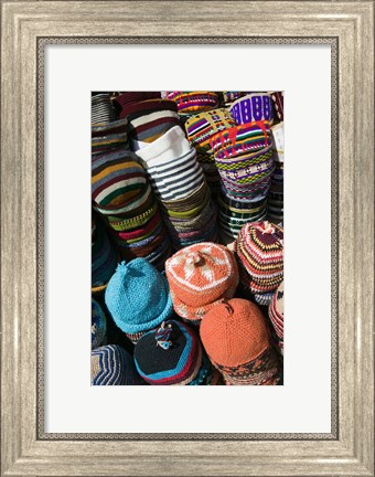 Framed Berber Hats, Souqs of Marrakech, Marrakech, Morocco Print