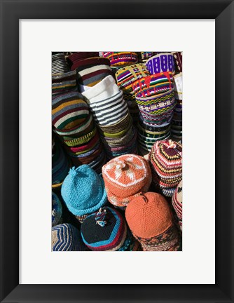 Framed Berber Hats, Souqs of Marrakech, Marrakech, Morocco Print