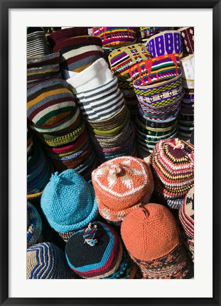 Framed Berber Hats, Souqs of Marrakech, Marrakech, Morocco Print