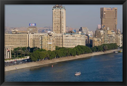 Framed Corniche El Nil, Nile River, Cairo, Egypt Print