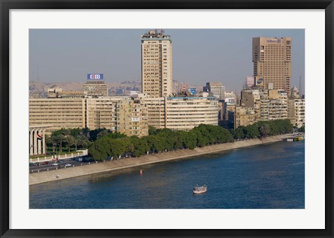 Framed Corniche El Nil, Nile River, Cairo, Egypt Print