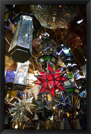 Framed Decorative Stars, The Souqs of Marrakech, Marrakech, Morocco Print