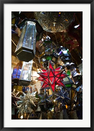 Framed Decorative Stars, The Souqs of Marrakech, Marrakech, Morocco Print