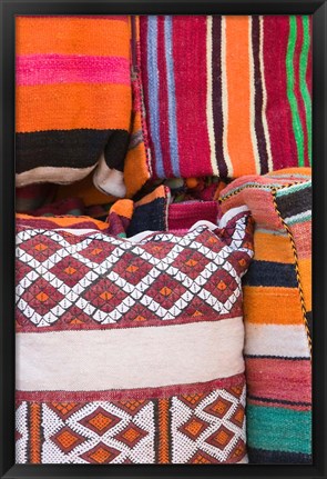 Framed Details of the Carpet Souk, The Souqs of Marrakech, Marrakech, Morocco Print