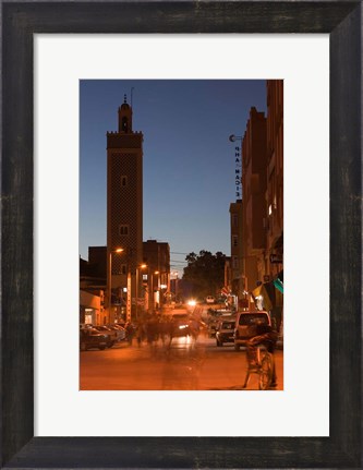 Framed Er Rachidia, Town Mosque and Rue el-Mesjia, Ziz River Valley, Morocco Print